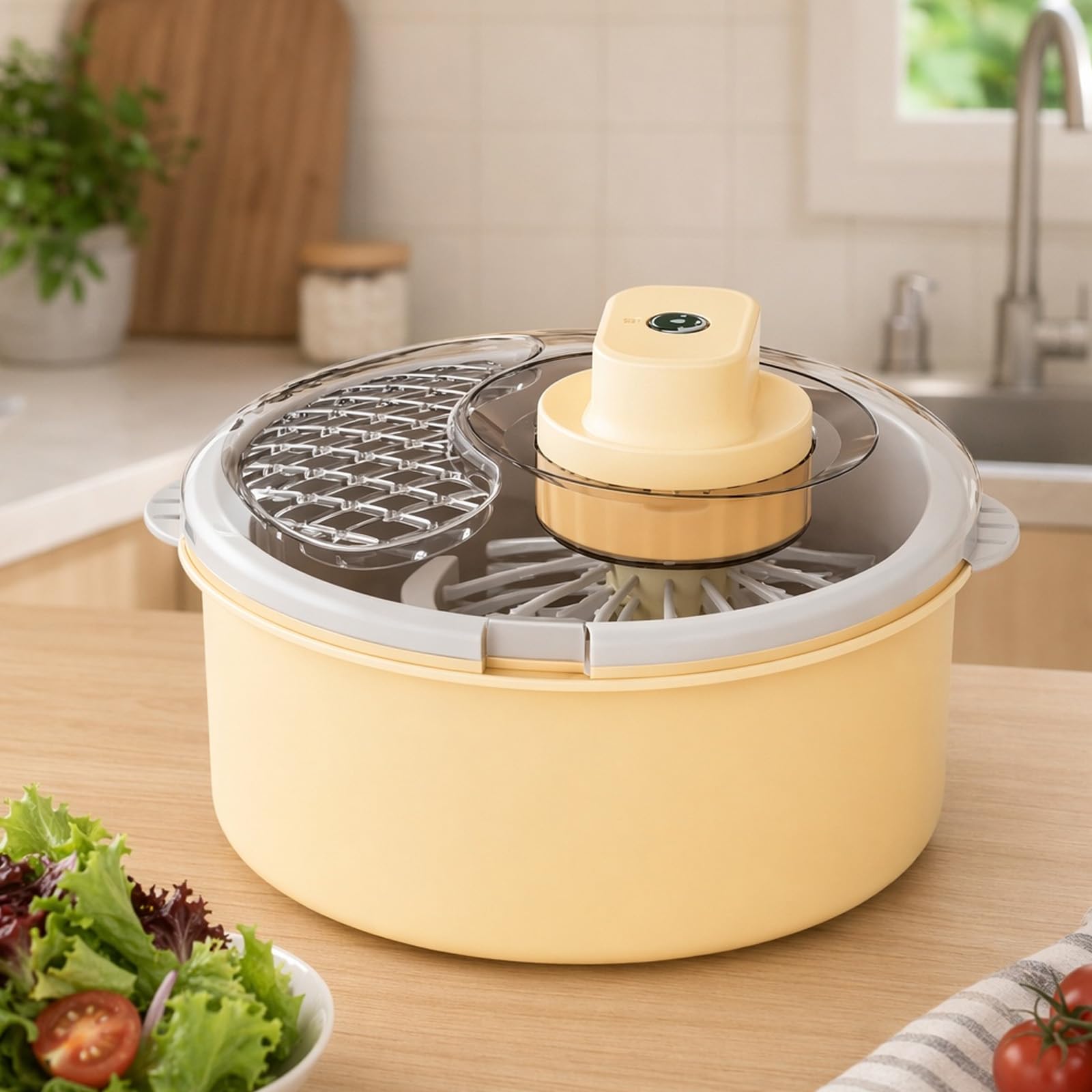 Generische Salatschleuder und Obst- und Gemüsewaschmaschine, | Salatschleuder und Gemüsewaschmaschine, multifunktionales Dörrgerät mit großer Kapazität, Fruchtreinigerschleuder für Salat,