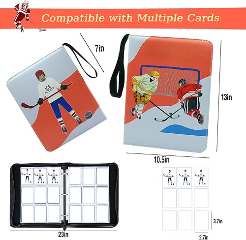 Miniatura 2 de Carpeta de tarjetas de hockey con 900 bolsillos, tarjetero para coleccionistas de tarjetas, carpeta de tarjetas intercambiables, 9 bolsillos con 50