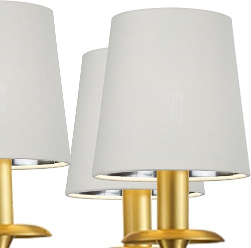 Miniatura 6 de LAMPWELL TELA - Juego de 6 pantallas de lámpara de araña con clip, barril pequeño, 5.2 x 4 x 5.2 pulgadas de alto, tela beige con forro de plástico