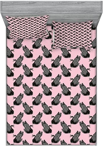 Miniatura 319 de Ambesonne - Juego de sábanas bajeras y fundas de almohada, diseño clásico botánico, plantas de jardín vintage, juego de 3 piezas con estampado