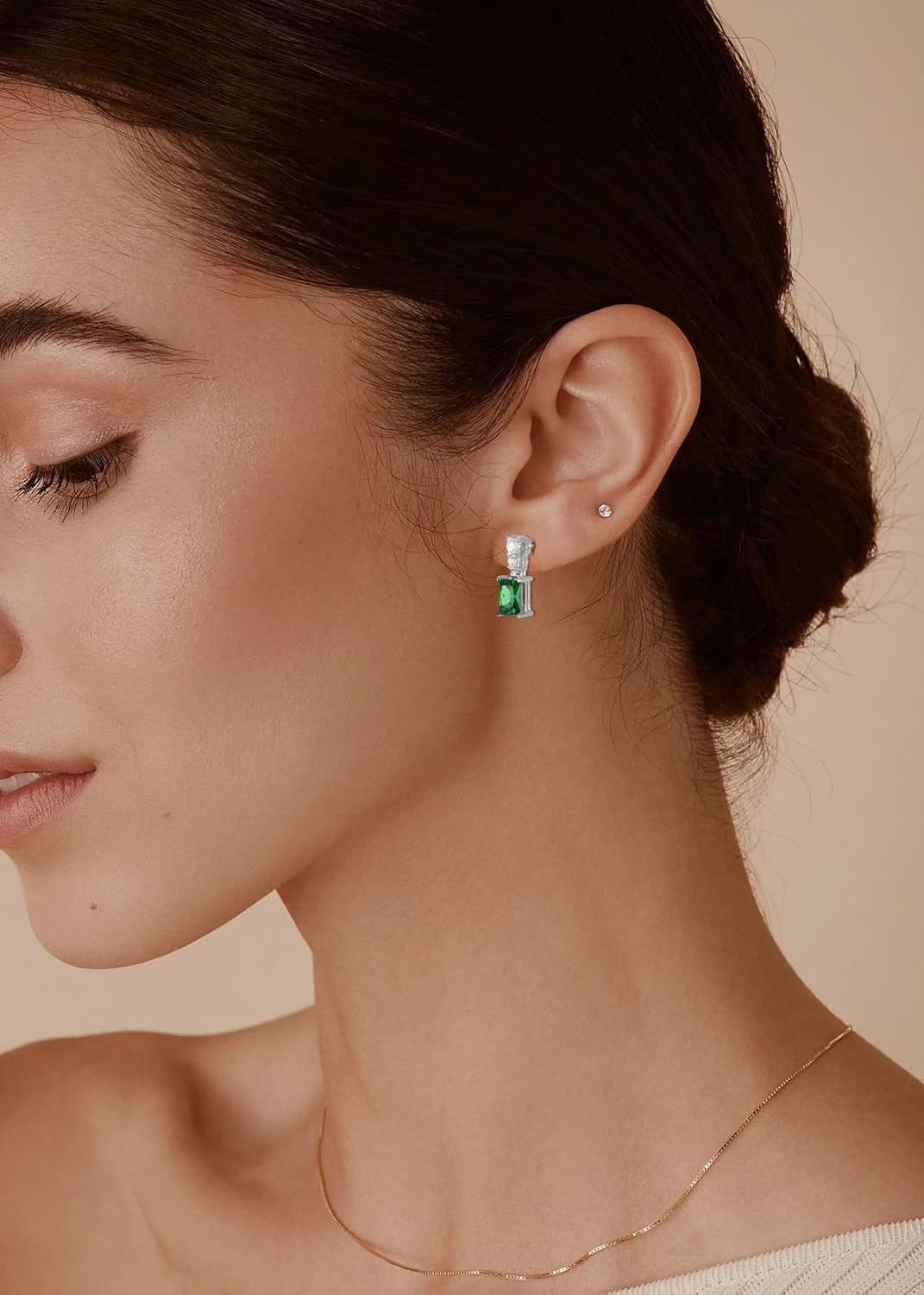 Starchenie Dangle Drop Earrings 925 Sterling Silver Baguette Cut Birthstone Stud Earrings Jewelry for Women - Image 3