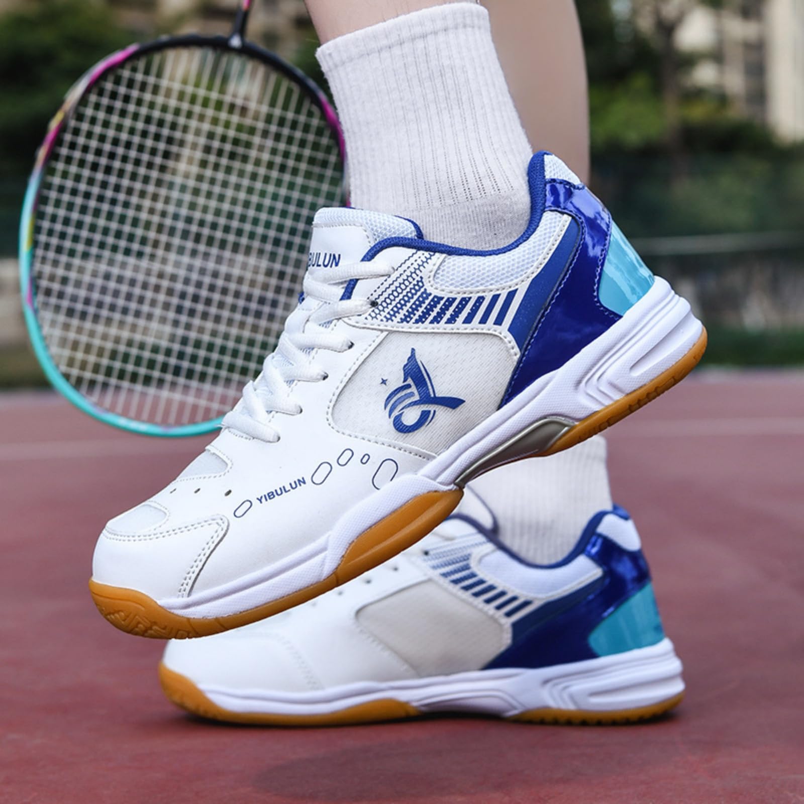 JiuQing Męskie buty do badmintona pickleball tenisówki oddychające wygodne i lekkie buty do gry w korty