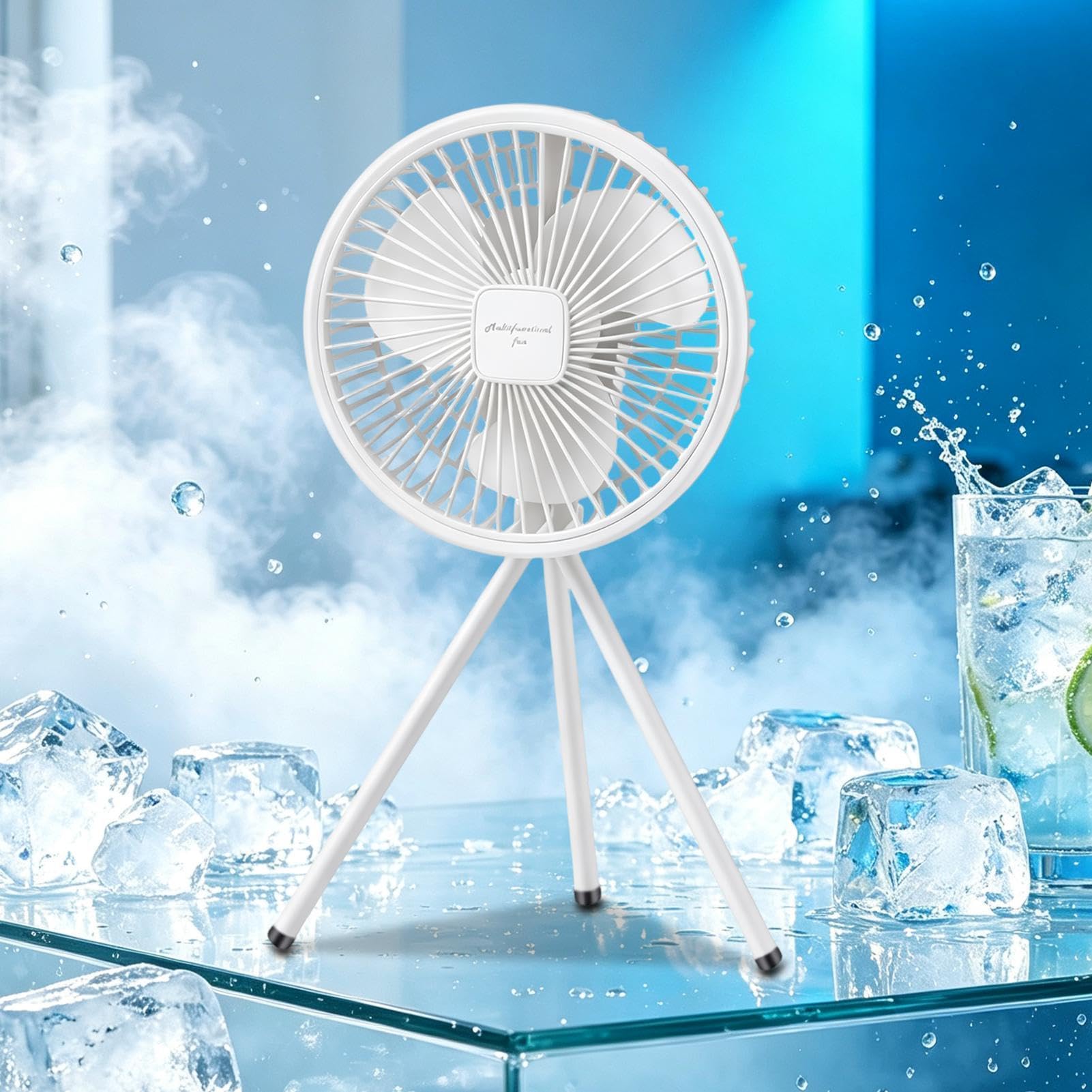 Dispositivo di soffiaggio 'aria della scrivania del ventilatore solare del pavimento con il supporto del treppiede | Ventilatore a pannello solare con luce per viaggi, picnic, parco, patio, pesca, campeggio, spiaggia, giardino, tenda