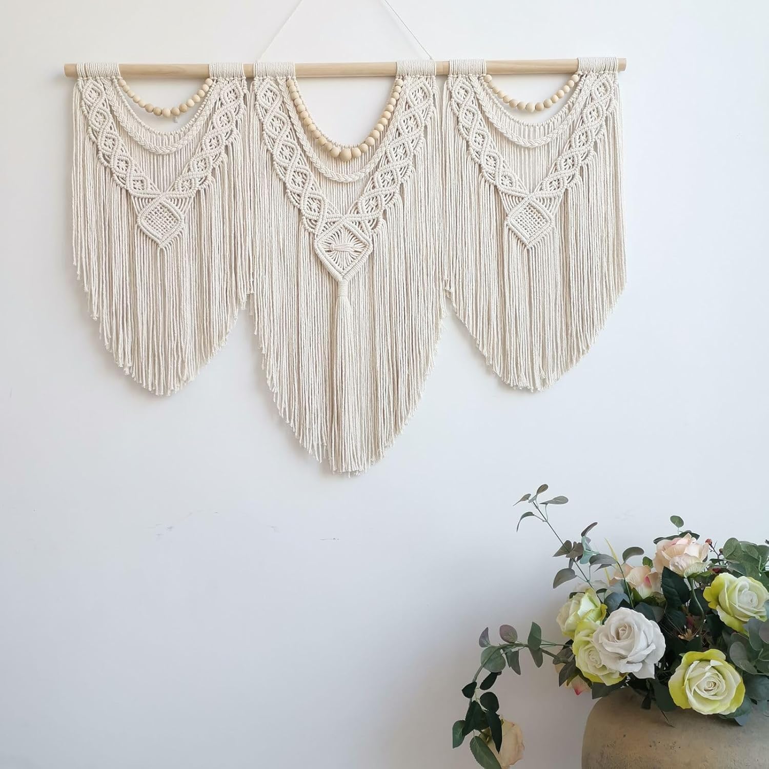 Hibisaws Tapiz de macrame pared de arte tejido, decoración de habitaciones, decoración de balcón, decoración de pared