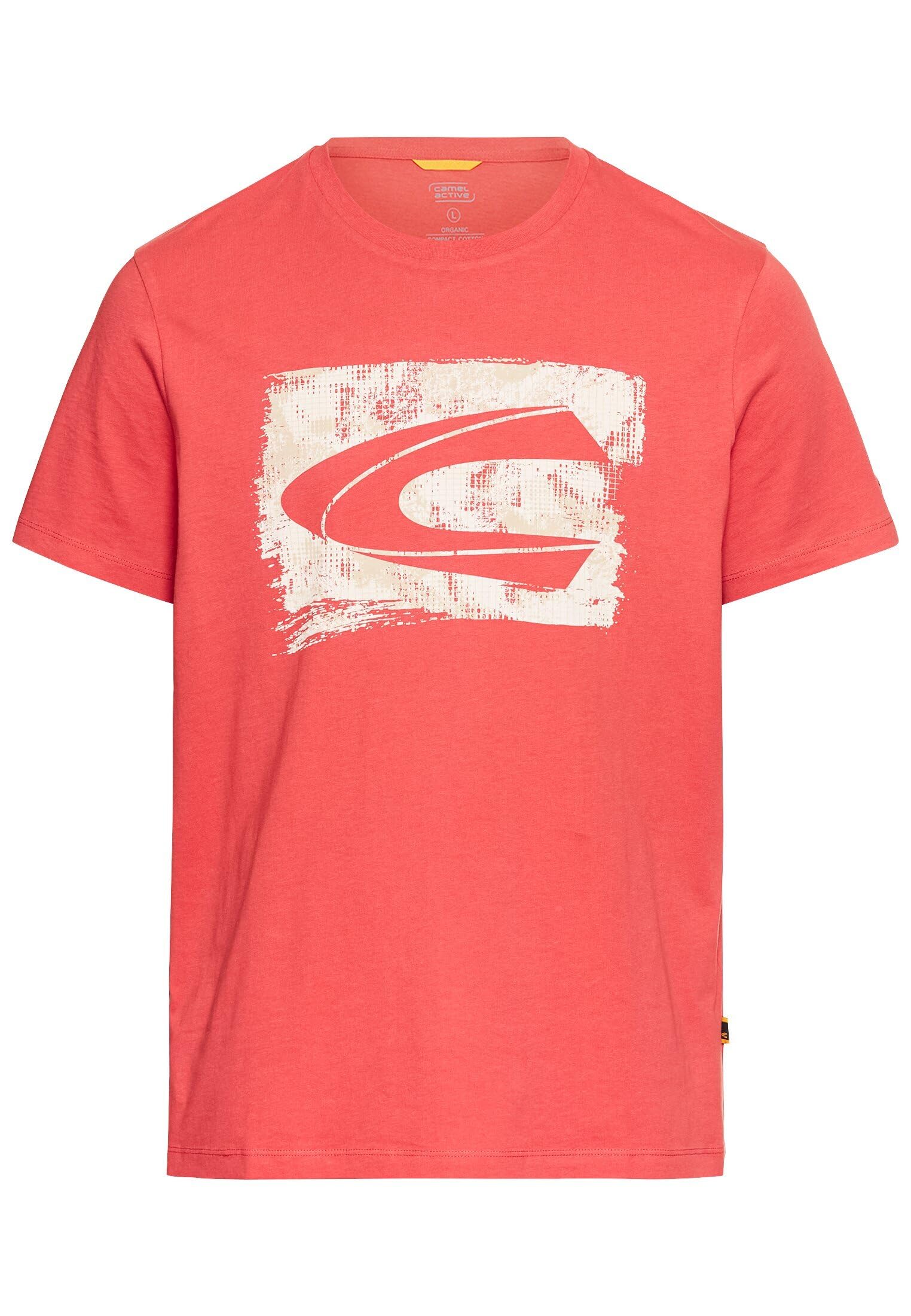 camel active Men's Organic Cotton T-Shirt, Sun-Discolored red, S