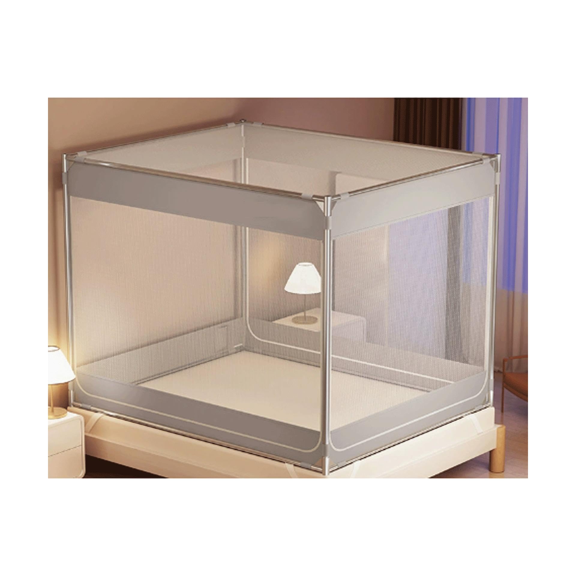 mosquitera Mosquito Tienda de la Red para Camas 3 Entradas Cuergas de la Cama Traje de Evitar caerse de la Cama con Techo a Prueba de Polvo para Cama pequeña a King Size Mosquito Net