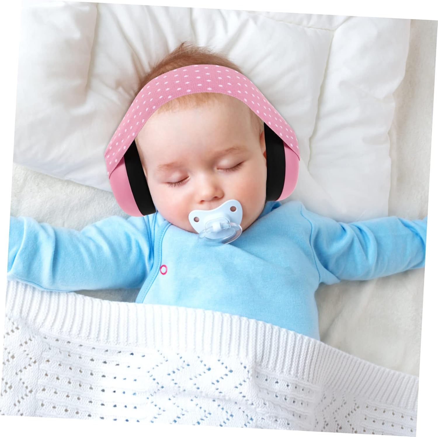 Noise Reduction Earmuffs with Elastic Band for Boy Girl Newborns Boys Soft Ear Protection for Travel and Sleep Pink Essential