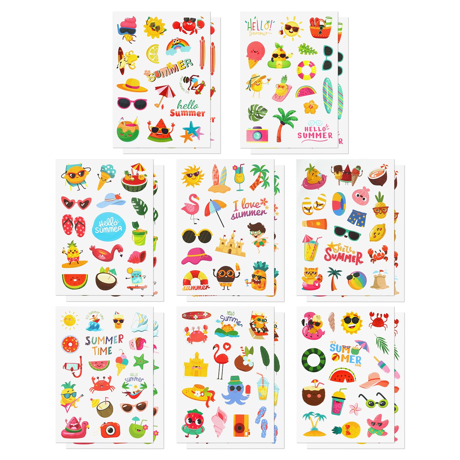Beachy Summer Ocean Lot de 153 autocollants imperméables pour bouteille d'eau, ordinateur portable, téléphone, bagages, planche à roulettes pour adultes et adolescents