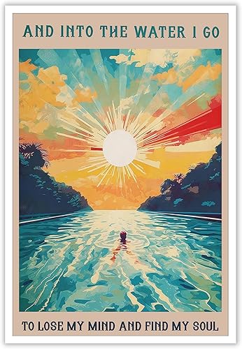 Lienzo abstracto vintage con diseño de océano en el agua, I Go To Lose My Mind And Find My Soul Posters Sunrise Sunset Landscape Prints Pintura para