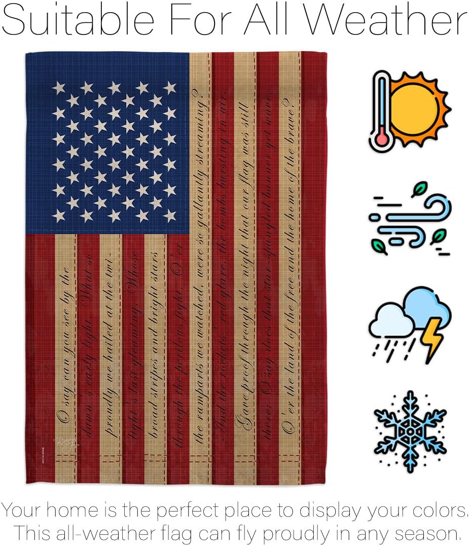Breeze Decor G161050 Star Spangled Banner Americana Patriotic Impressions Decorative Vertical Garden Flag 13" x 18.5" Printed In USA Multi-Color