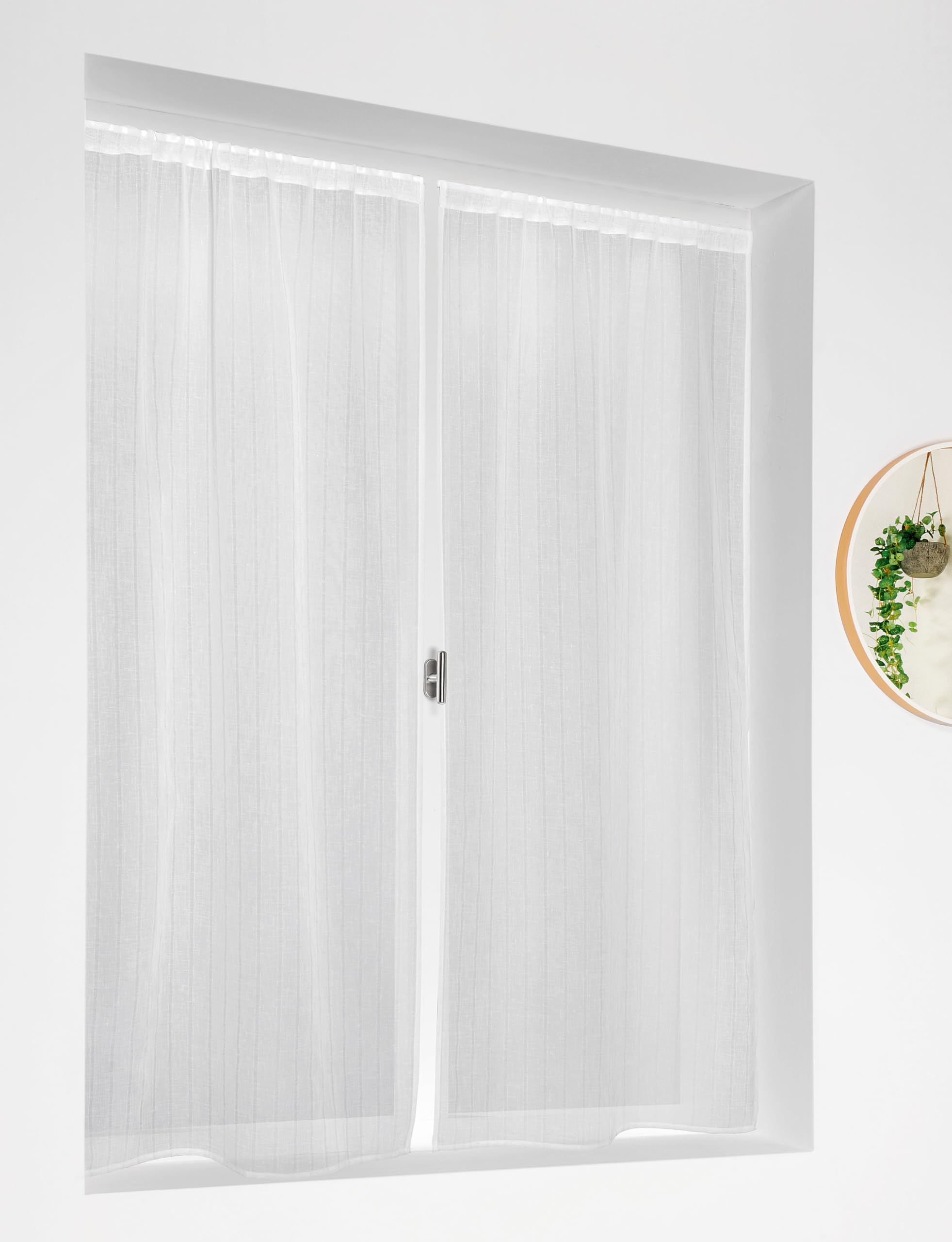 Linder Paire de vitrages Scala Blanc azuré en 60x140cm