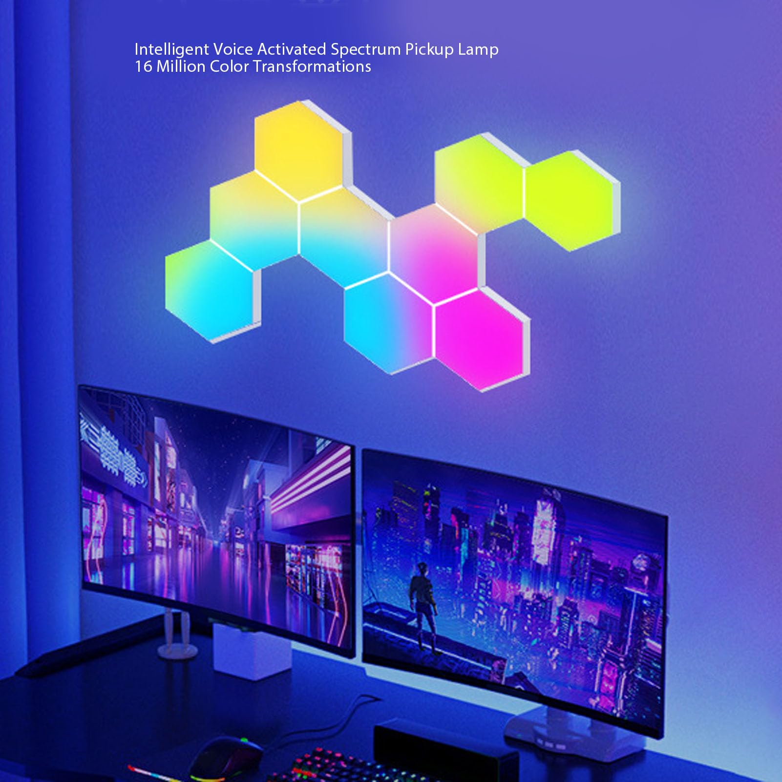 6 Set Pannelli Luminosi Esagonali, Smart APP RGB Musica Leggera Esagonale Modulare da Gioco con Sincronizzazione, Giunzioni Infinite Luci da Parete RGB Esagonali, Luci di