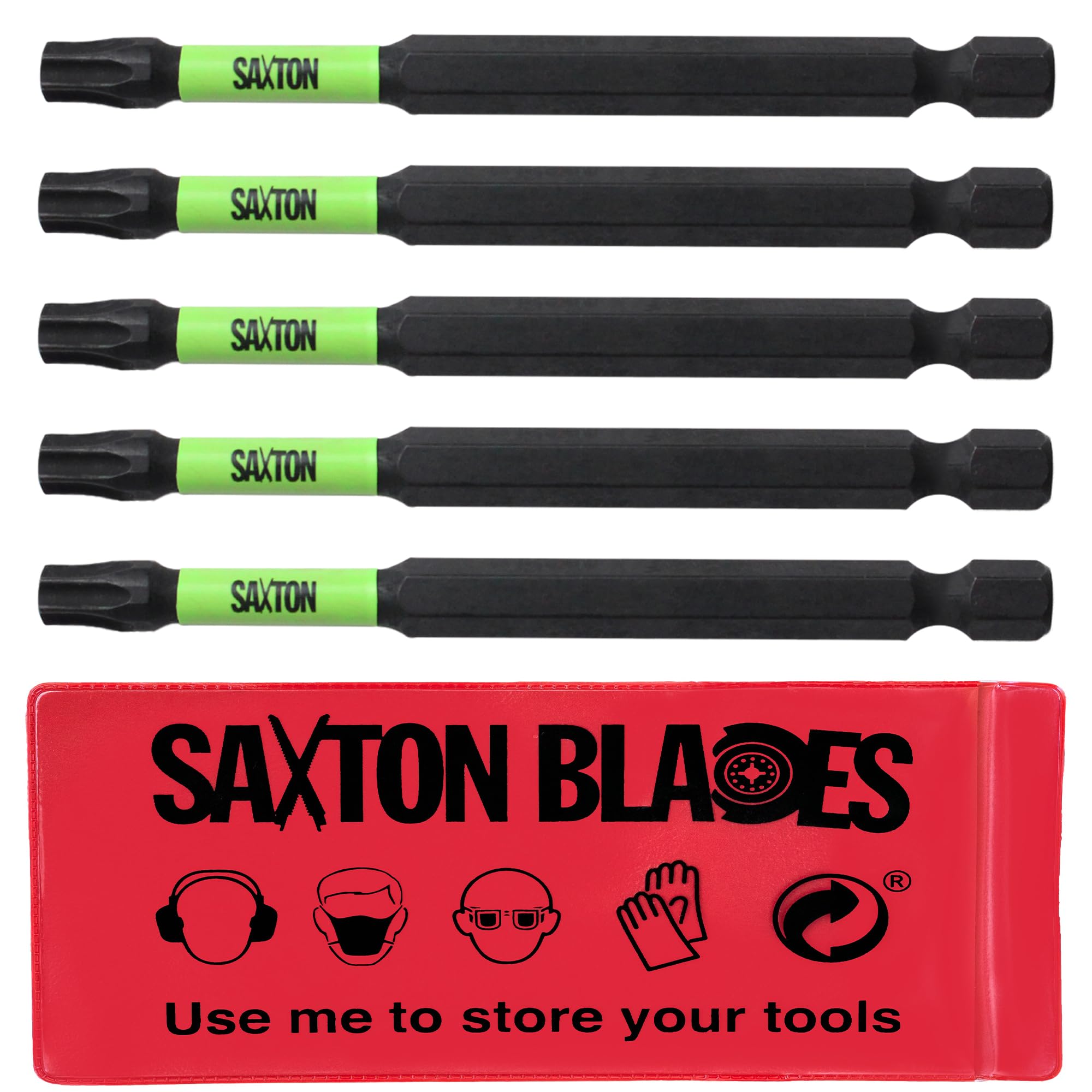 Saxton 5 x 89mm Torx TX30 Magnetic Impact Screwdriver Driver Bits Set