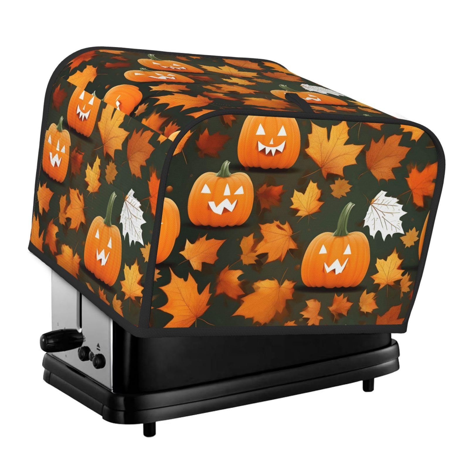 Happy Thanksgiving Day Pumpkin Print 4-Slice Toaster Cover Dustproof Waterproof Kitchen Appliance Protector For Bread
