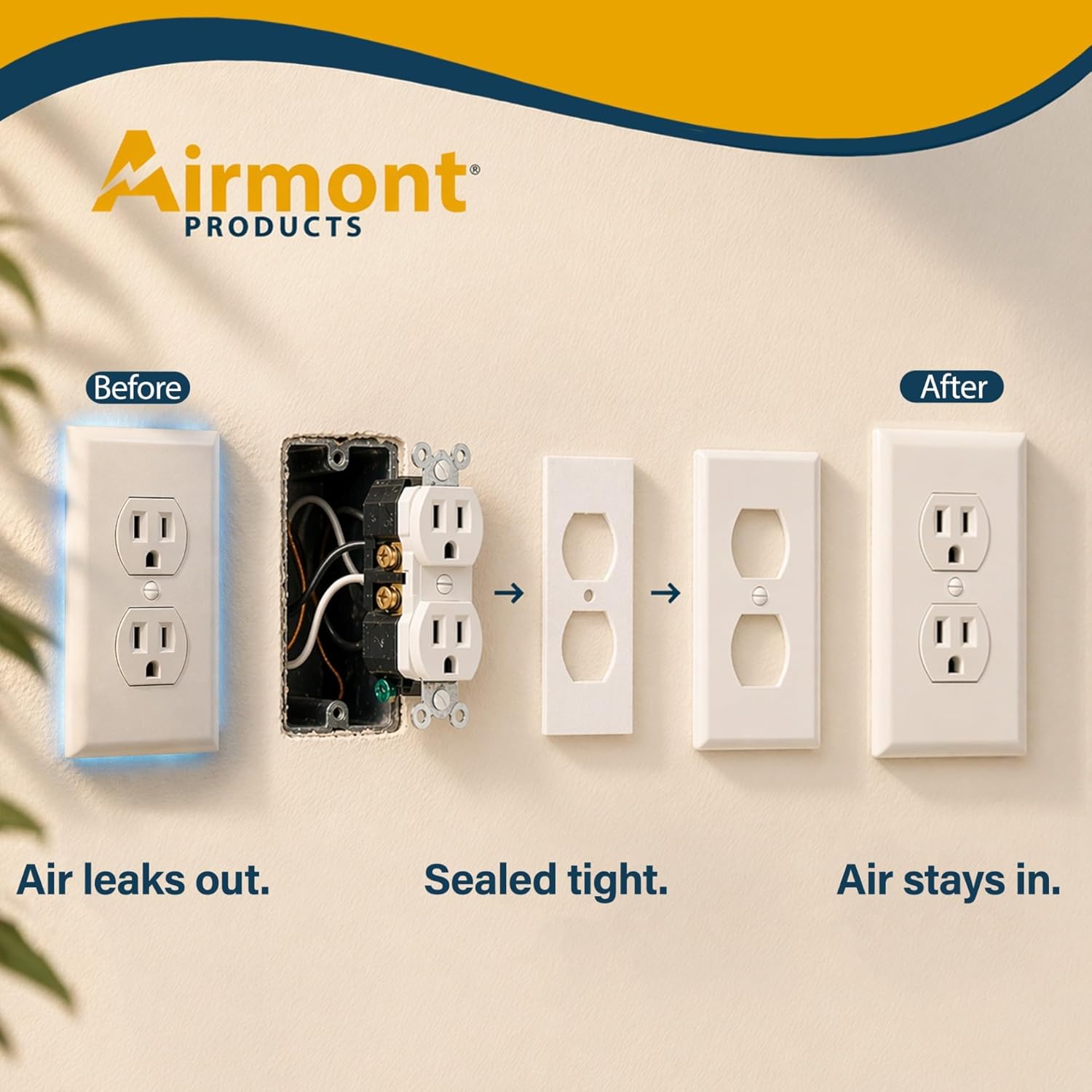 (30 Pack) Airmont Products Duplex Outlet Insulation Draft Sealers – Foam Gasket Insulation Pads for Electrical Wall Plates & Outlet Covers, Air Seal Draft Stopper, Weatherproof & Energy Saving