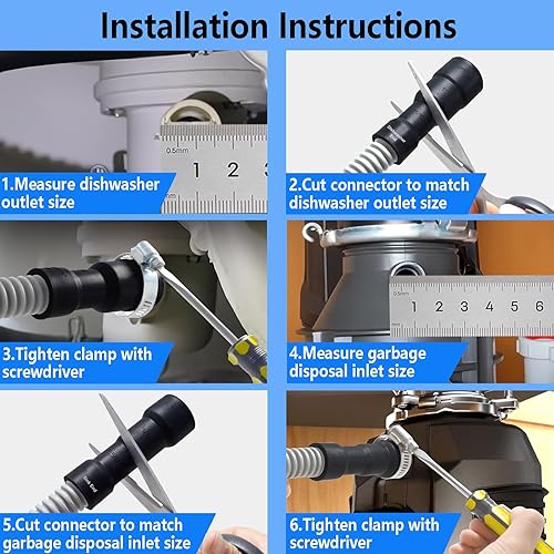 Miniatura 3 de Manguera de drenaje universal para lavavajillas, manguera de descarga de 10 pies, repuesto de drenaje de manguera de lavavajillas corrugado y