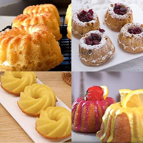 Miniatura 14 de Mini moldes de silicona para tartas, molde para pasteles de tubo acanalado de 6 cavidades, molde de silicona antiadherente para hornear cupcakes