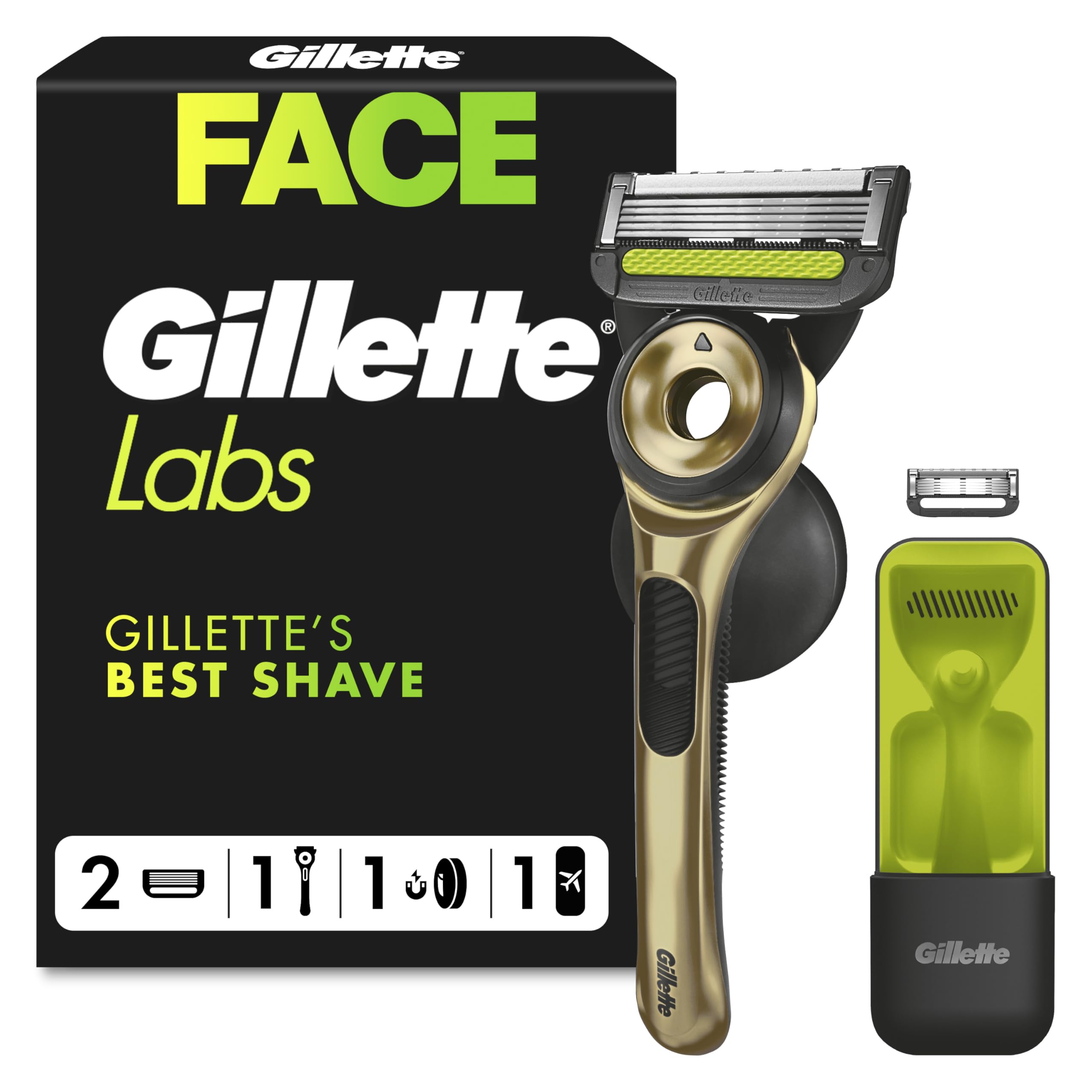 GilletteLabs with Exfoliating Bar, Razor for Men, 1 Handle Plus 2 Blades
