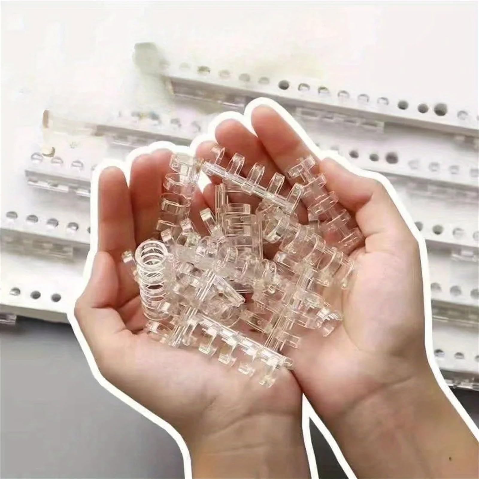 Meccanismo per raccoglitori ad anelli, formato A5, 50 pezzi, dorso in plastica, pettine rotondo, forniture per ufficio per organizzazione e conservazione di documenti