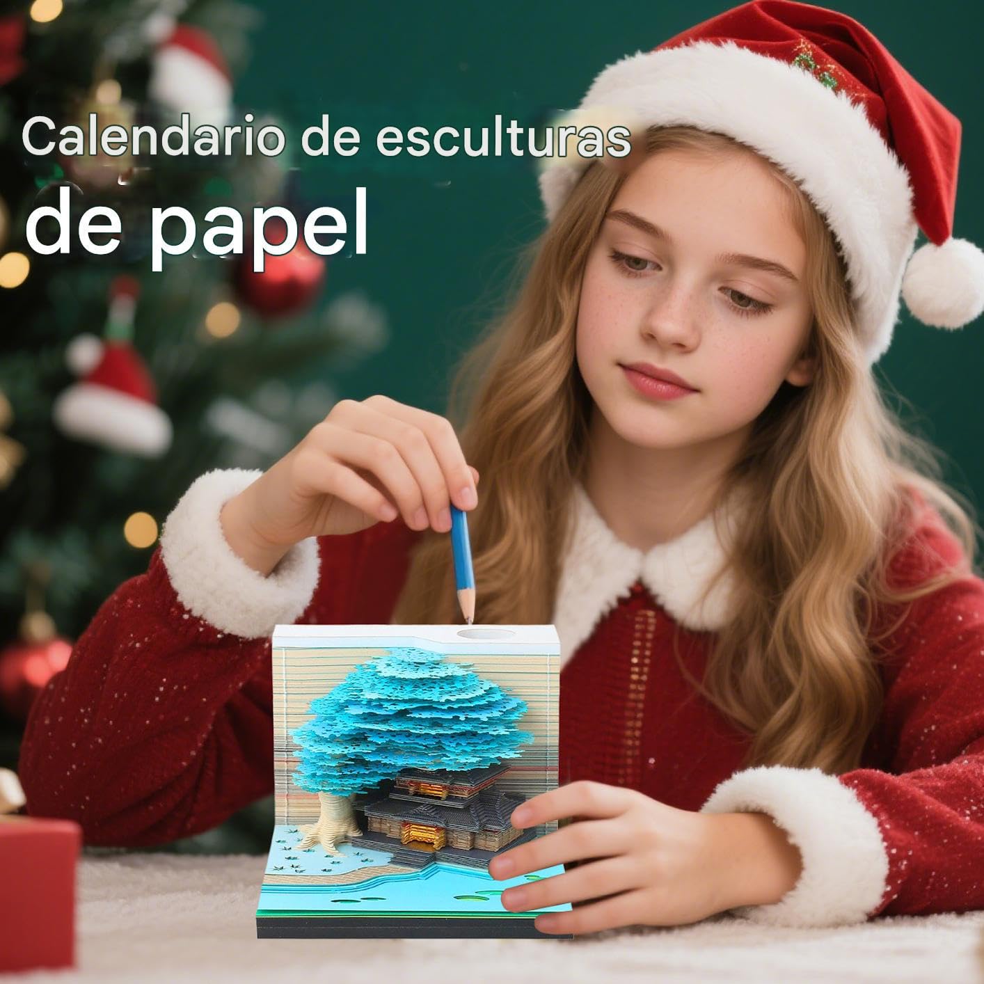 Genérico Kalendarz 3D - Kalendarz Rzeźba Papierowa 3D, Notatnik Sztuka Projekt Domu Drzewo Kwiat Z Świetlnym Papierem Odpinanym Dla Nauczycieli Klasy Domowej