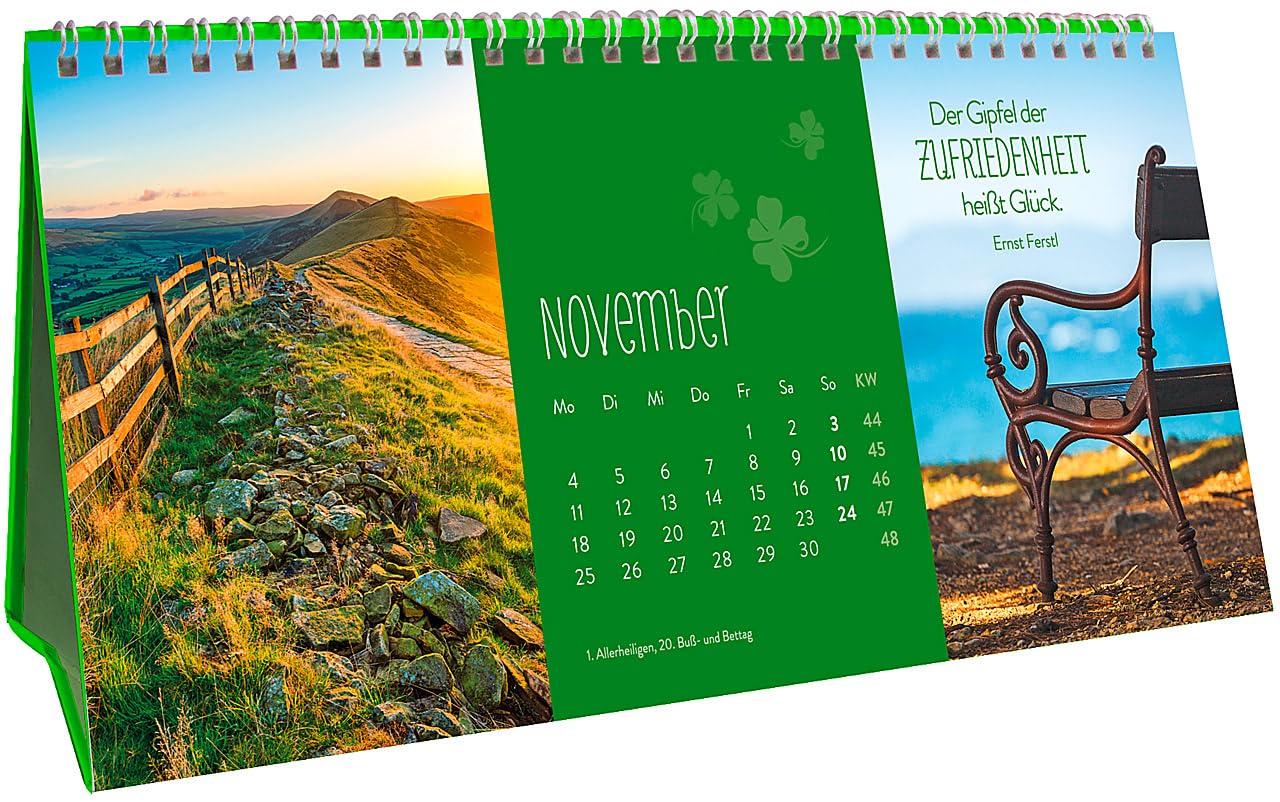Glücksmomente für jeden Tag 2019: 3-teiliger Tischkalender mit Monatskalendarium