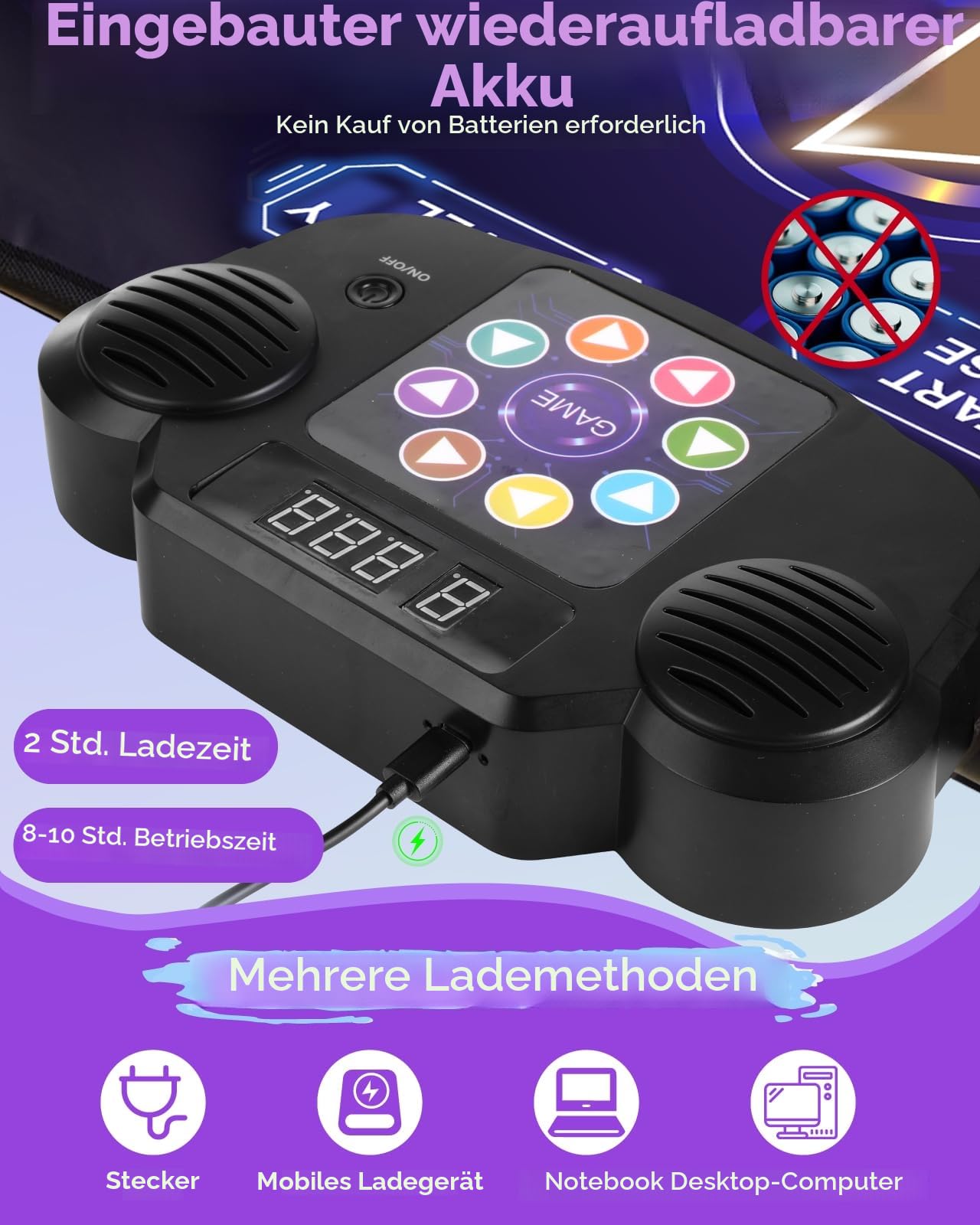 Gleamkid Tanzmatte Für Kinder, LED Licht-Tanzpad Mit 8 Tasten, Integrierter Musik, Bluetooth, 8 Modi, Kinder Von 3-12