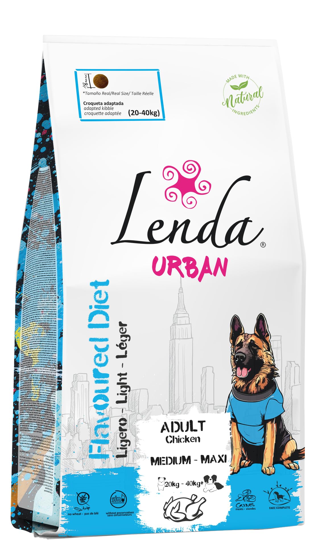 Lenda Urban Flavoured Diet - Light 15KG | Pienso Light Perros Medium-Maxi (20-40 kg) | Bajo en Calorías | Comida para Perros Grandes con Sobrepeso | Razas Medianas y Grandes