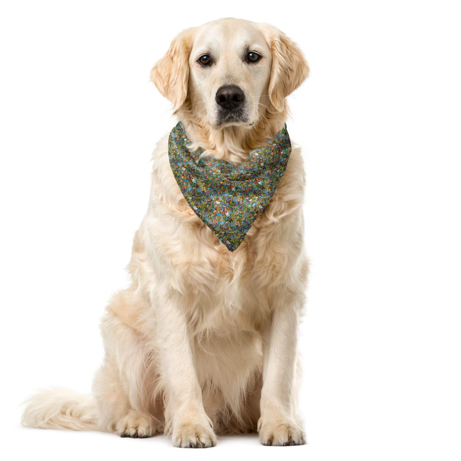 ABAKUHAUS Doodle Pet Scarf, Social MediDevices, 22" X 22", Multicolor