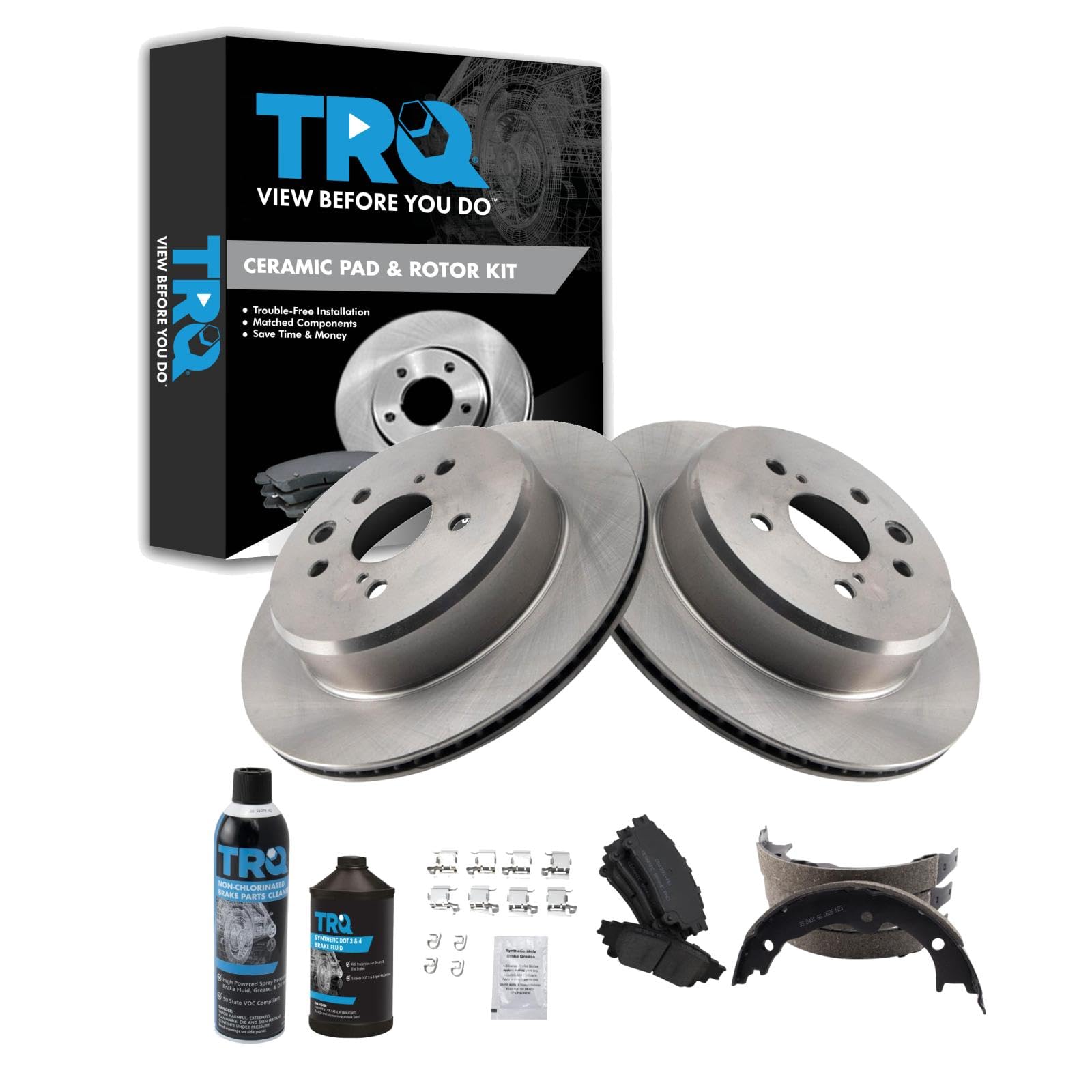 TRQ Rear Brake Pad &amp; Rotor Kit Compatible with 2013-2020 Lexus