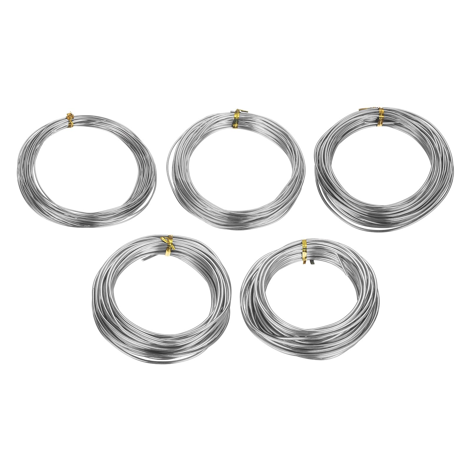 sourcing map 5 Roll Bonsai Wire 1/1.5/2/2.5/3mm Each Roll 32.8ft (10m) Anodized Aluminum Bonsai Wire for Gardening Tree Branch Fixing DIY Crafting, Silver