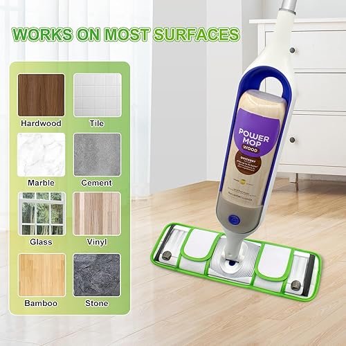 Miniatura 5 de Paquete de 4 almohadillas reutilizables para trapeador compatibles con Swiffer PowerMop, almohadillas de repuesto para trapeador Swiffer Power Mop,