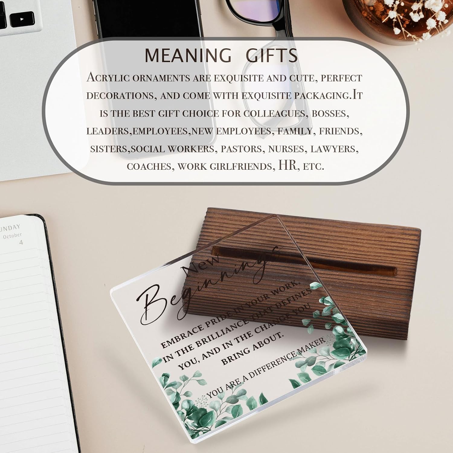 New Chapter Gifts for Women, Men, New Job Gifts for Women Desk, Job Promotion Gifts, New Beginnings Gifts, Coworker, Boss, Appreciation Thank You Gifts Decorative Signs Plaques ABC51 image 2