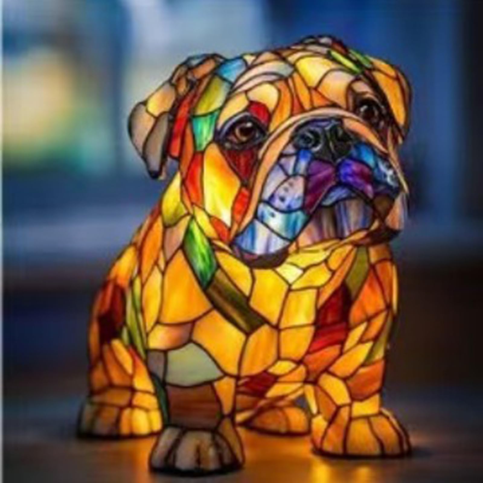 XIAOGUDONG Led Cat And Dog Series Art Night Light, Animal Style Resin Table Lamp, Art Coloured Animal Figurine, Vintage Animal Home Decor Resin Lamp, Fun Gift for Dog Lovers,37