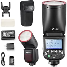 Godox V1-N USA Version Flash for Nikon, V1-NU Flash Speedlight with 2.4G Wireless TTL, Rechargeable Battery, 1/8000s High-Speed Sync, 10 Levels LED Modeling Light On-Camera Round Head Flash Speedlite