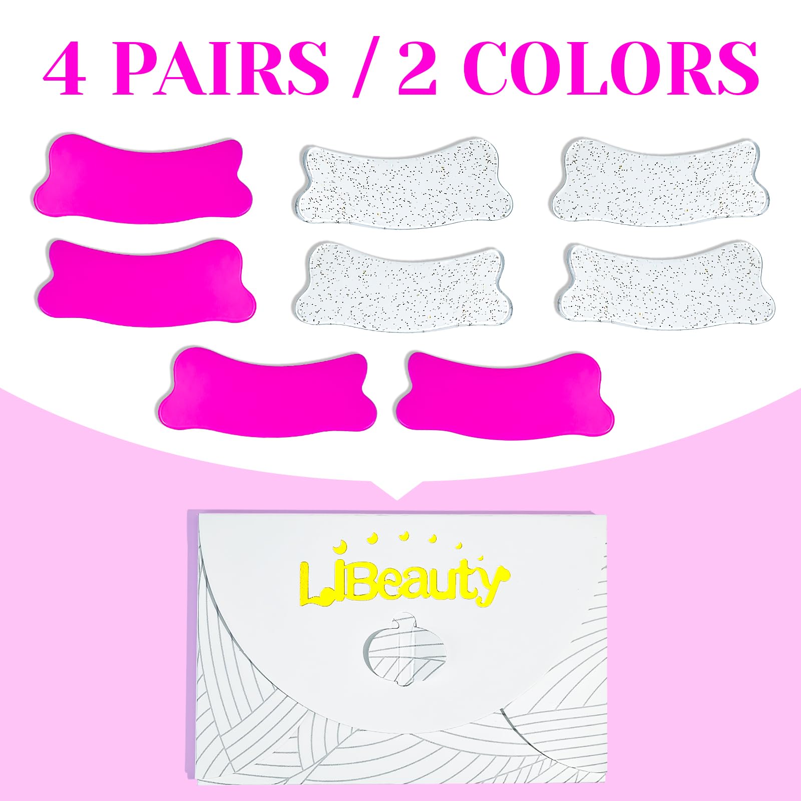 Libeauty Bigodini Laminazione Ciglia, 4 Paia Patch Occhi Riutilizzabili, Ciglia Bigodino Perm Pad, Silicone Eyelash Patches, Super Adesivi, Per Il Fai Da Te in Salone E a Casa