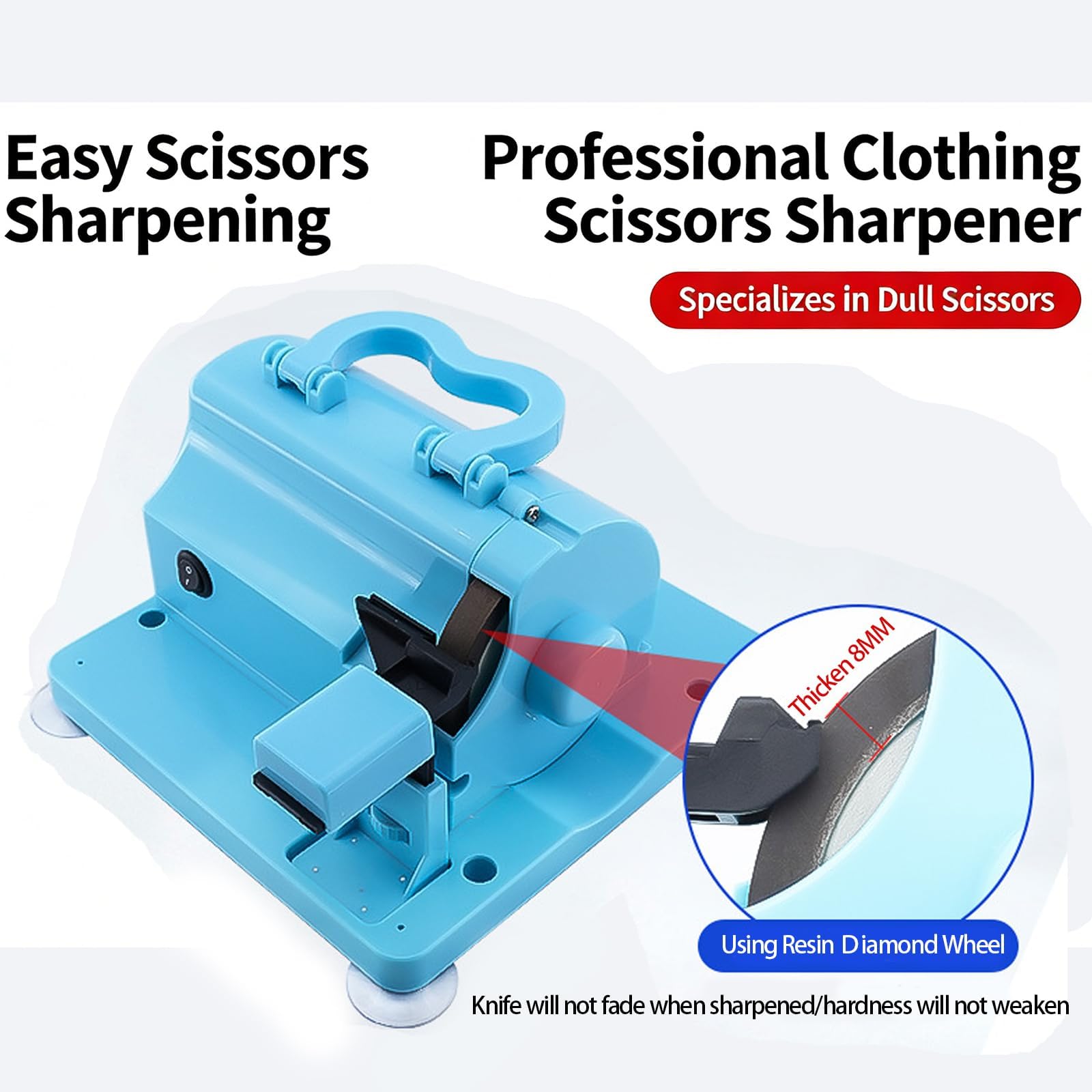 Afilador de Tijeras Eléctrico, Herramienta Profesional de Afilado de Tijeras con Rueda de Molienda de Diamante, Altura Ajustable, Base de Succión Estable para Tijeras de Tela y Cocina