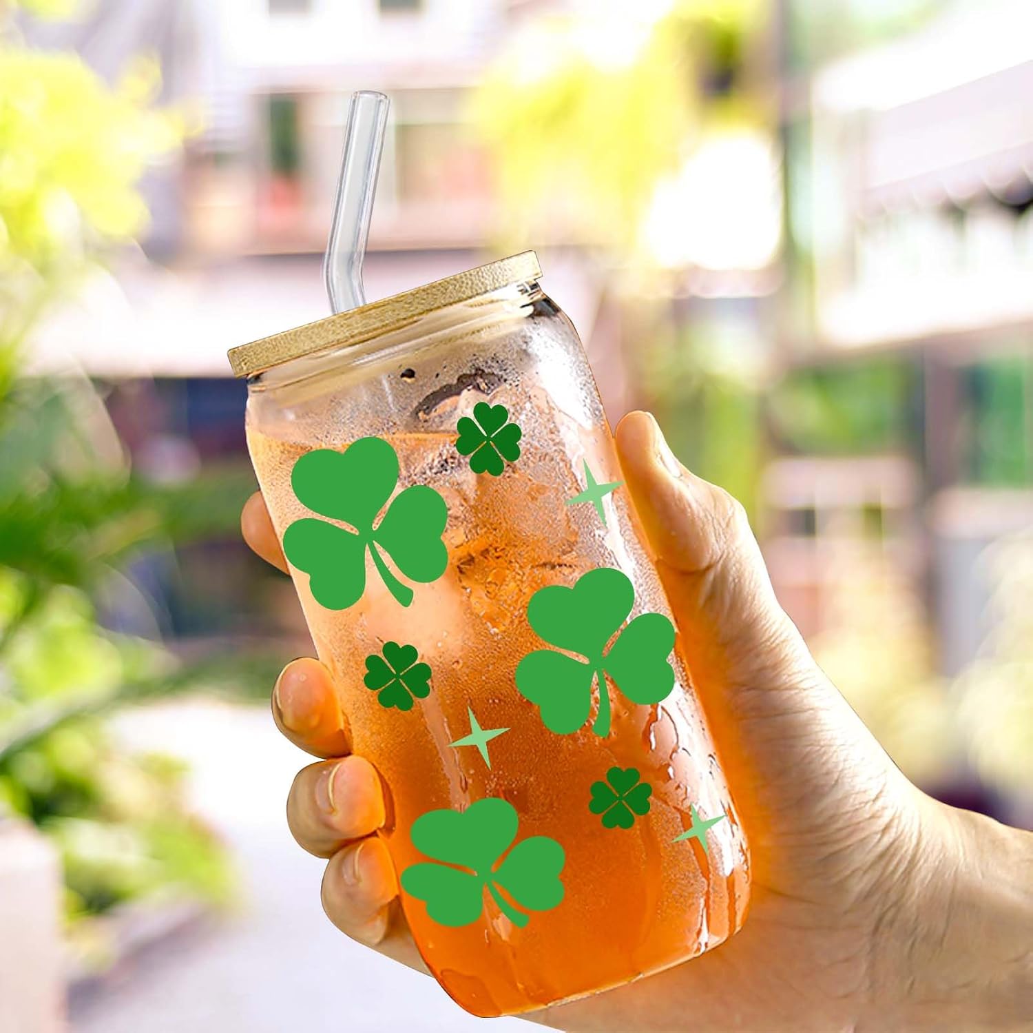 St Patricks Day Coffee Cup with Lids and Straws - St Patricks Day Gifts for Women Shamrock Cups Print Stuff St Patricks Day Tumbler Cute St Patricks Stuff Birthday Gifts for Women Girls, 16oz - Image 4