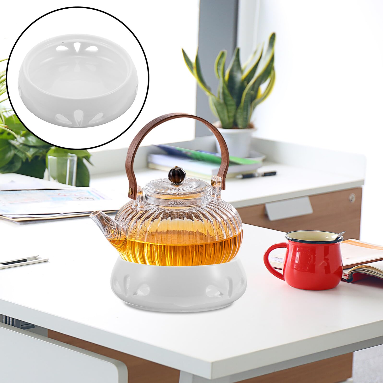 Toyvian Ceramiczny Podgrzewacz Do Czajnika z Miejscem Świeczkę Tealight Uniwersalna Podstawa Do Podgrzewania Herbaty Kawy i Wosku Zapachowego Odporna Wysoką Temperaturę i Łatwa Użyciu