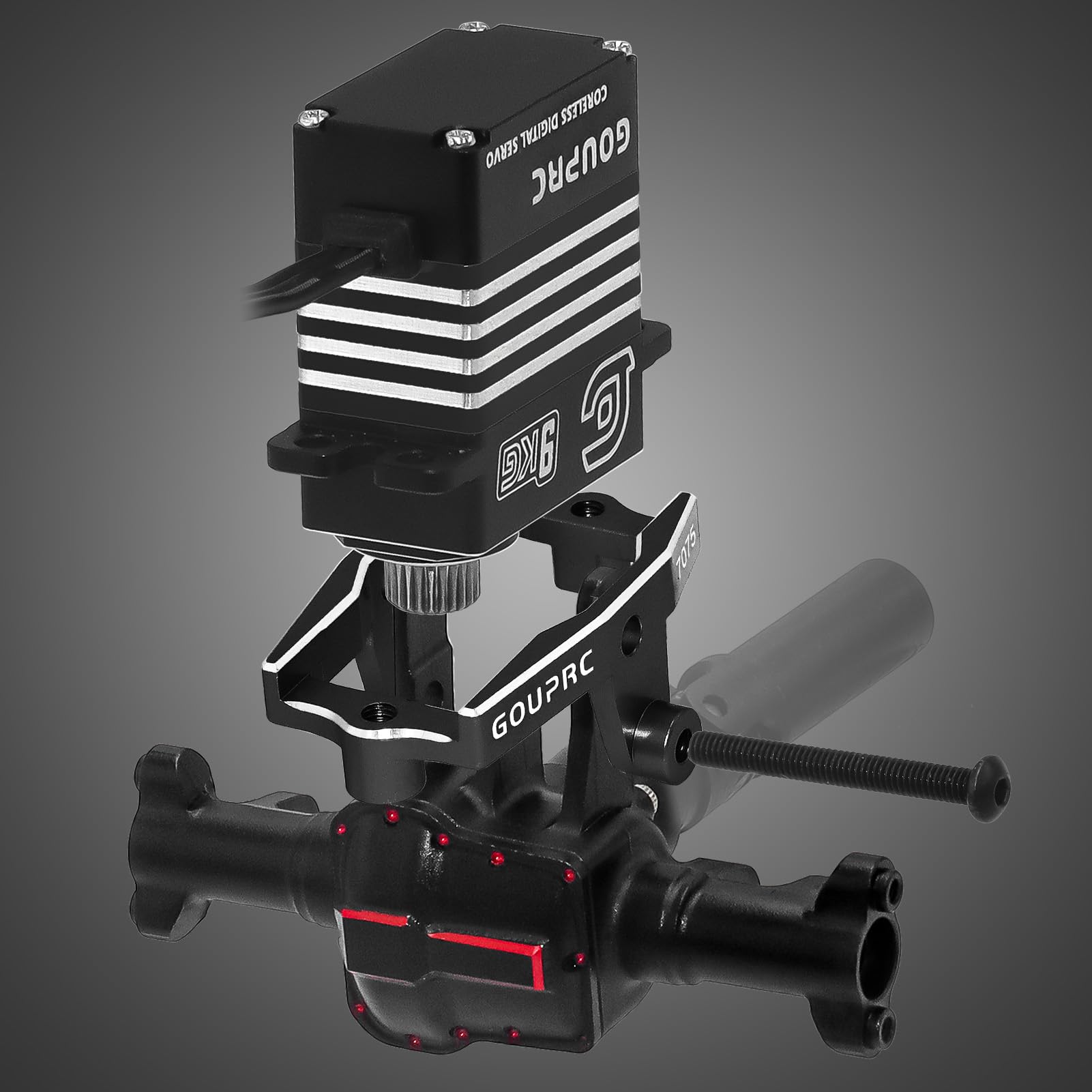 Servo de moteur sans noyau en métal 9 kg à couple élevé avec support de montage et bras et pour servo 1/18 TRX4M Servo RC Car Upgrade Parts (Noir)