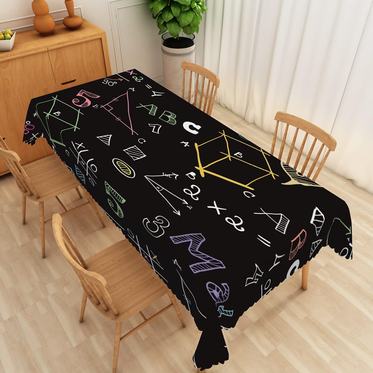Amazon.com: SIEDYCV Math Pattern Black Rectangle Tablecloth, 54x86 Inch ...