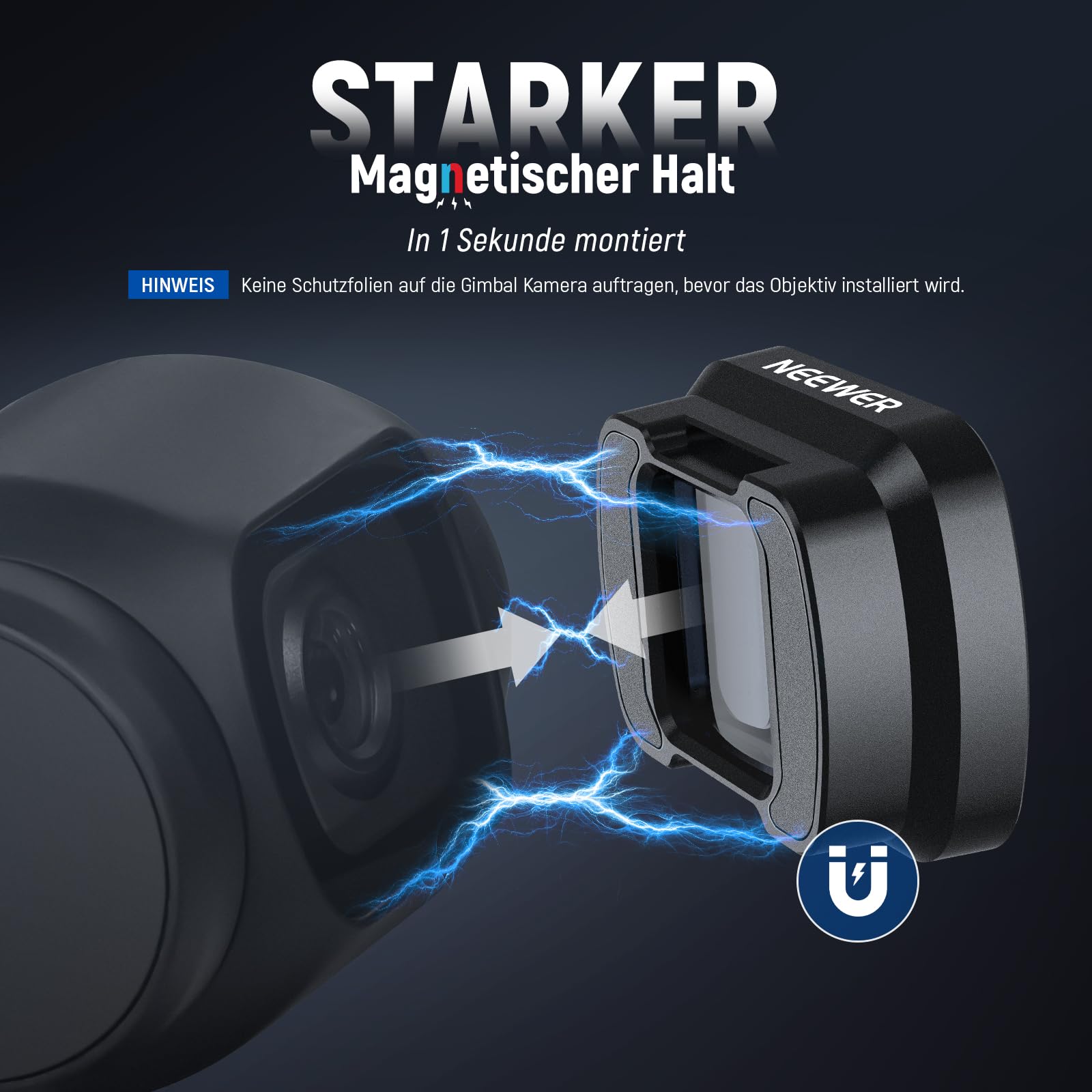 NEEWER 1,2X Anamorphot Objektiv, kompatibel mit DJI Osmo Pocket 3 / Pocket 4 / Xtra Muse, HD Magnetobjektiv für kinoreife Breitbildaufnahmen mit Blue Streak Effekt, LS-44 Pro