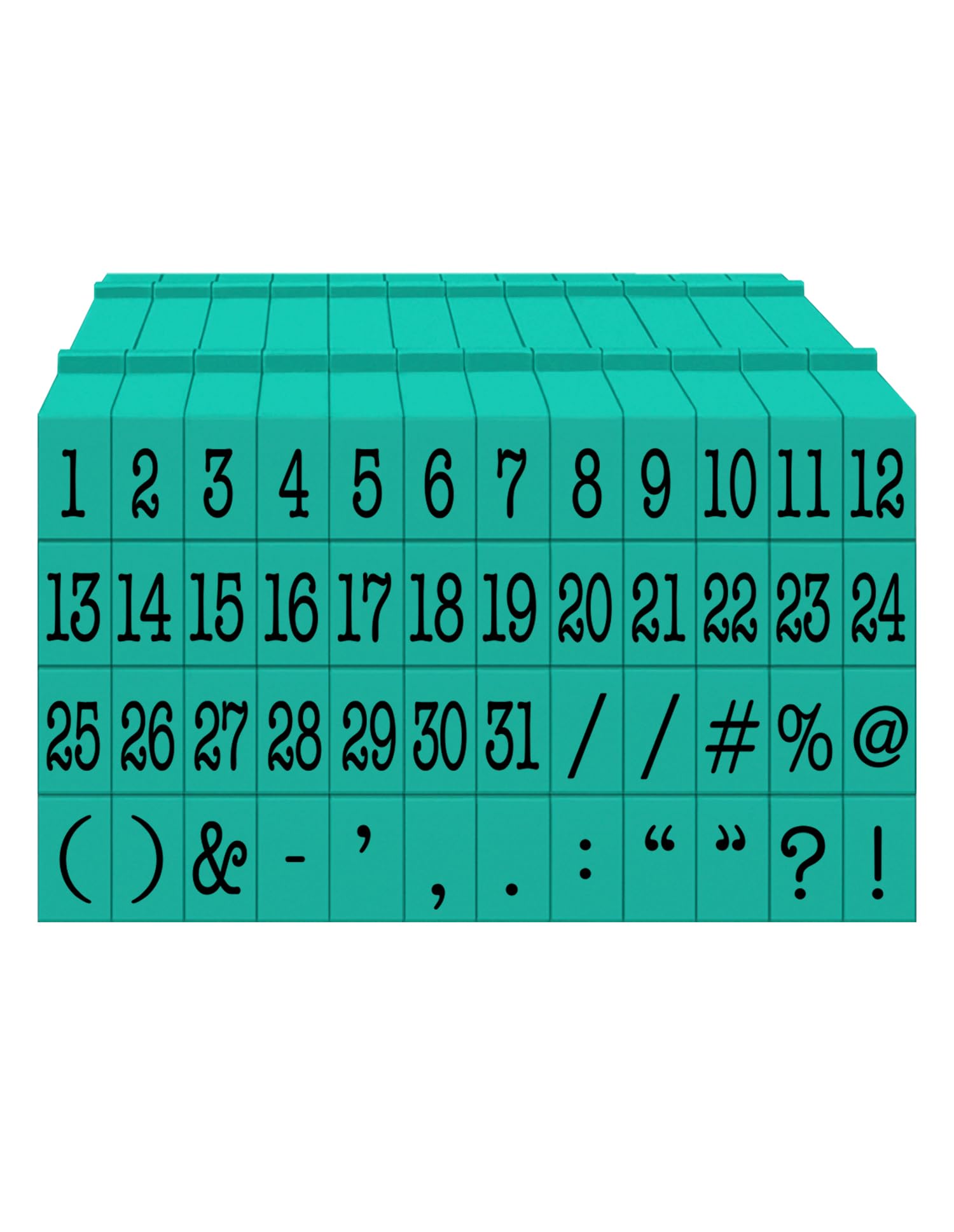 PEGZ® V2 Alphabet Stamps Clickable - Connectable American Typewriter Font (Numbers & Symbols 50 pc Medium Size)