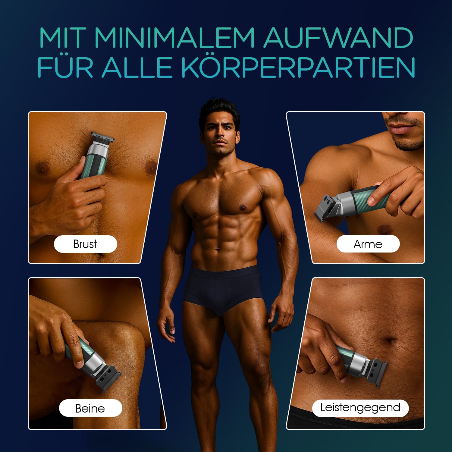 VOYOR Barttrimmer Herren,Ganzkörper Haarpflege,Rasierer und Haarschneider für Gesicht,Kopf und Körper,Wasserdicht,USB-C,Bart Trimmer mit 3 Kamm HT310 (Grün)