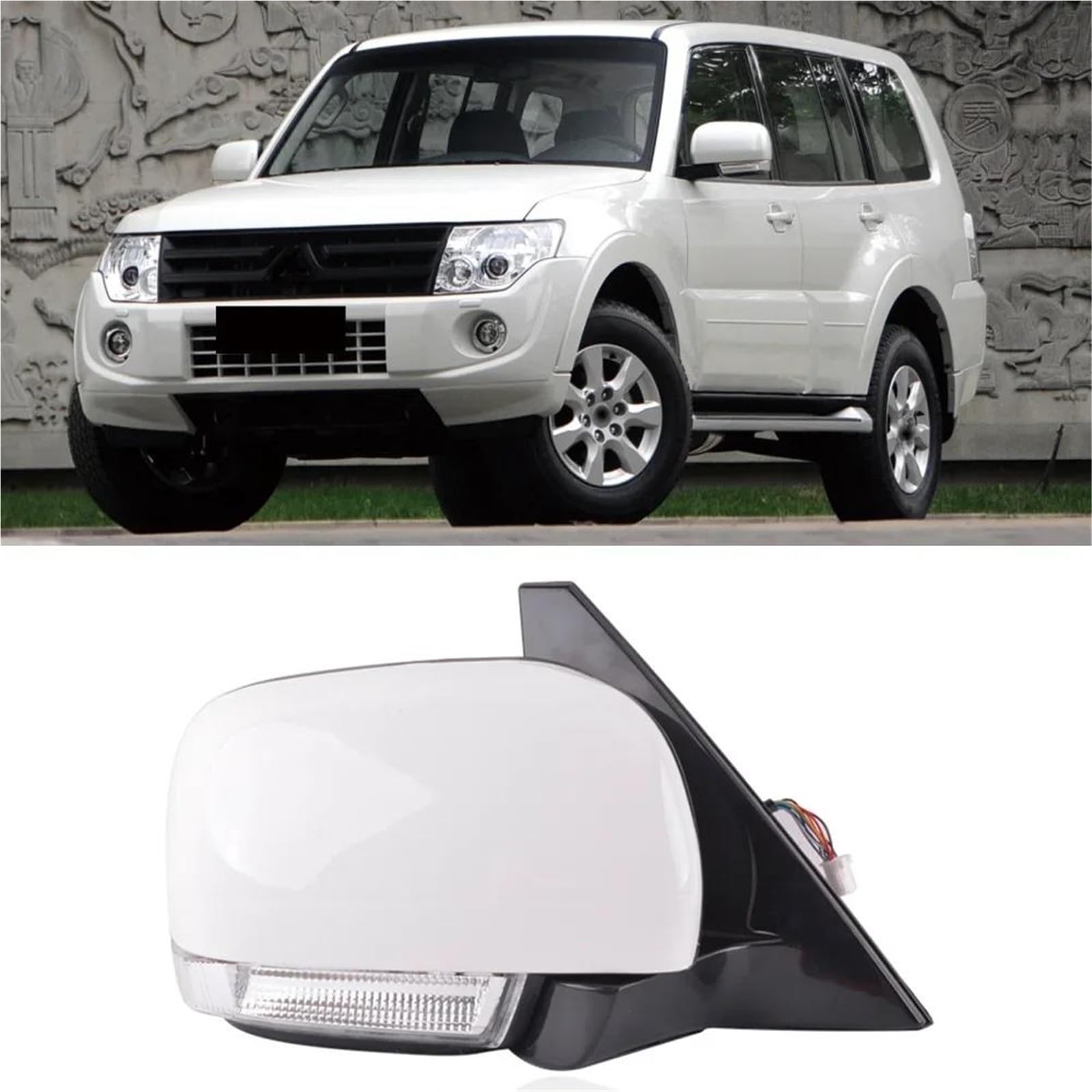 Retrovisor Exterior Coche Conjunto Para Mitsubishi Para PAJERO 4 IV 2007-2016 10Wire Side Para Montero Auto Espejo Retrovisor Lateral Con Plegable Eléctrico(10pin right black)
