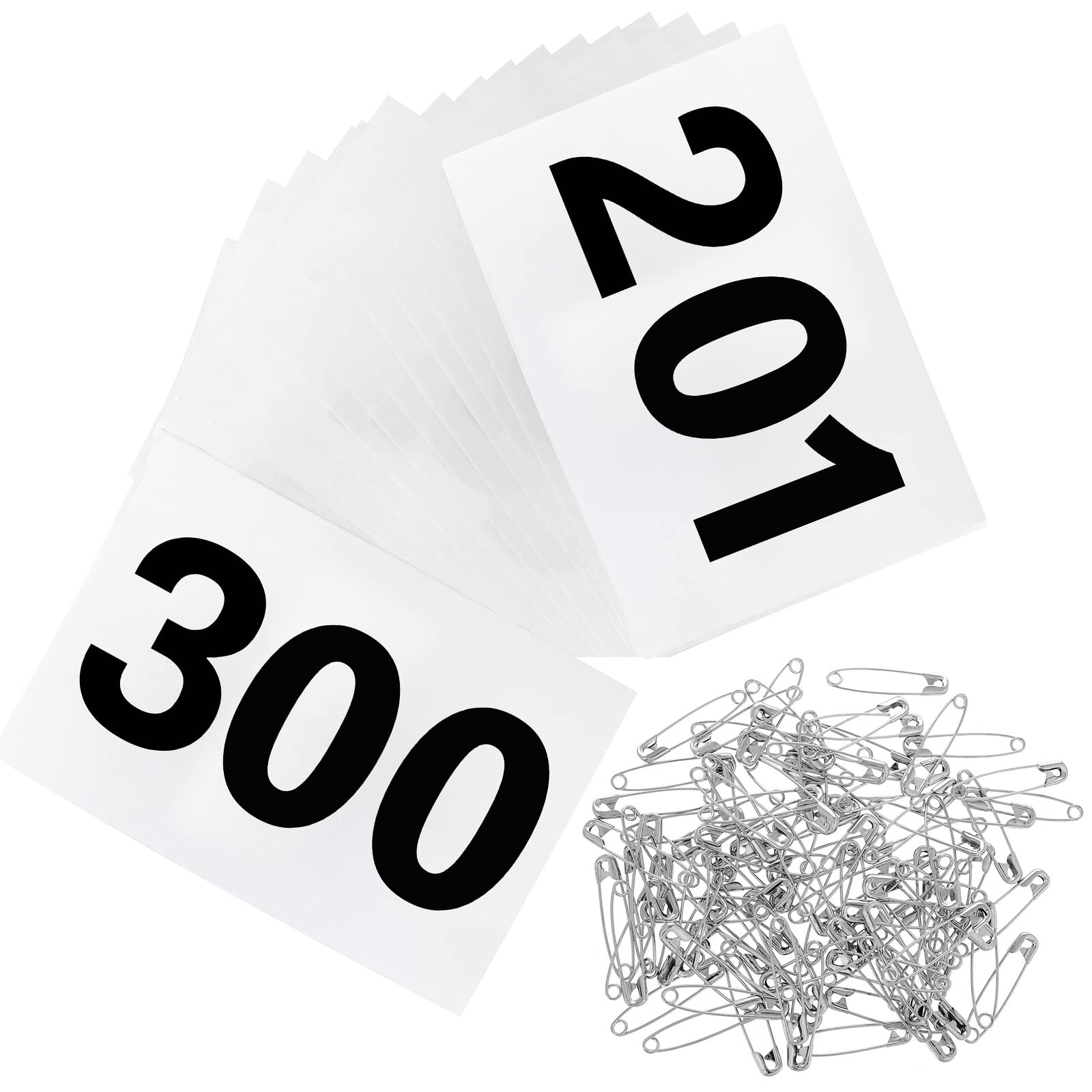 Running Bibs Race Competitor Numbers Waterproof Runners Race Numbers with Safety Pins for Marathon Races Events 5.9" x 7.9" (Number 201-300)