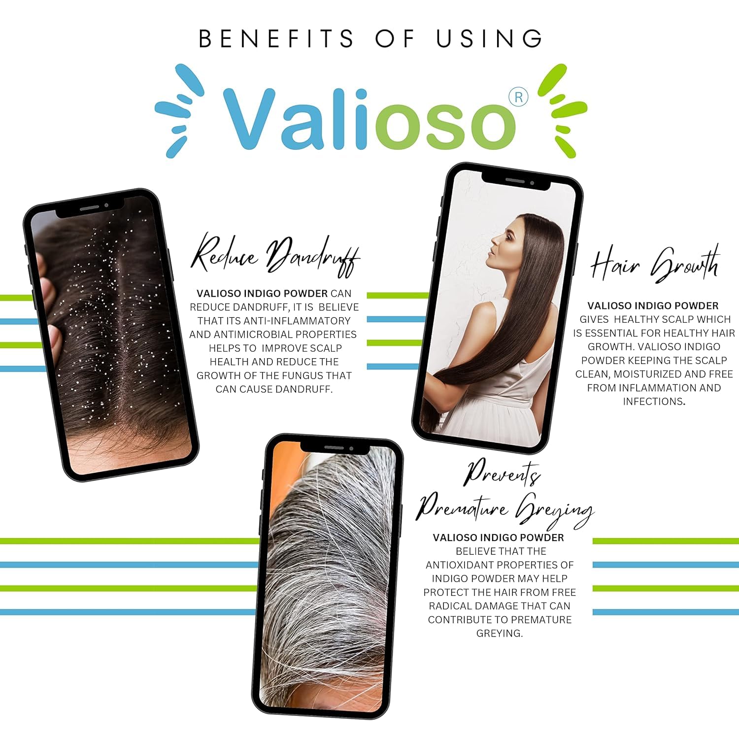 Valioso Pure Henna Indigo Powder Combo For Black Hair (100 Gms Each) 1
