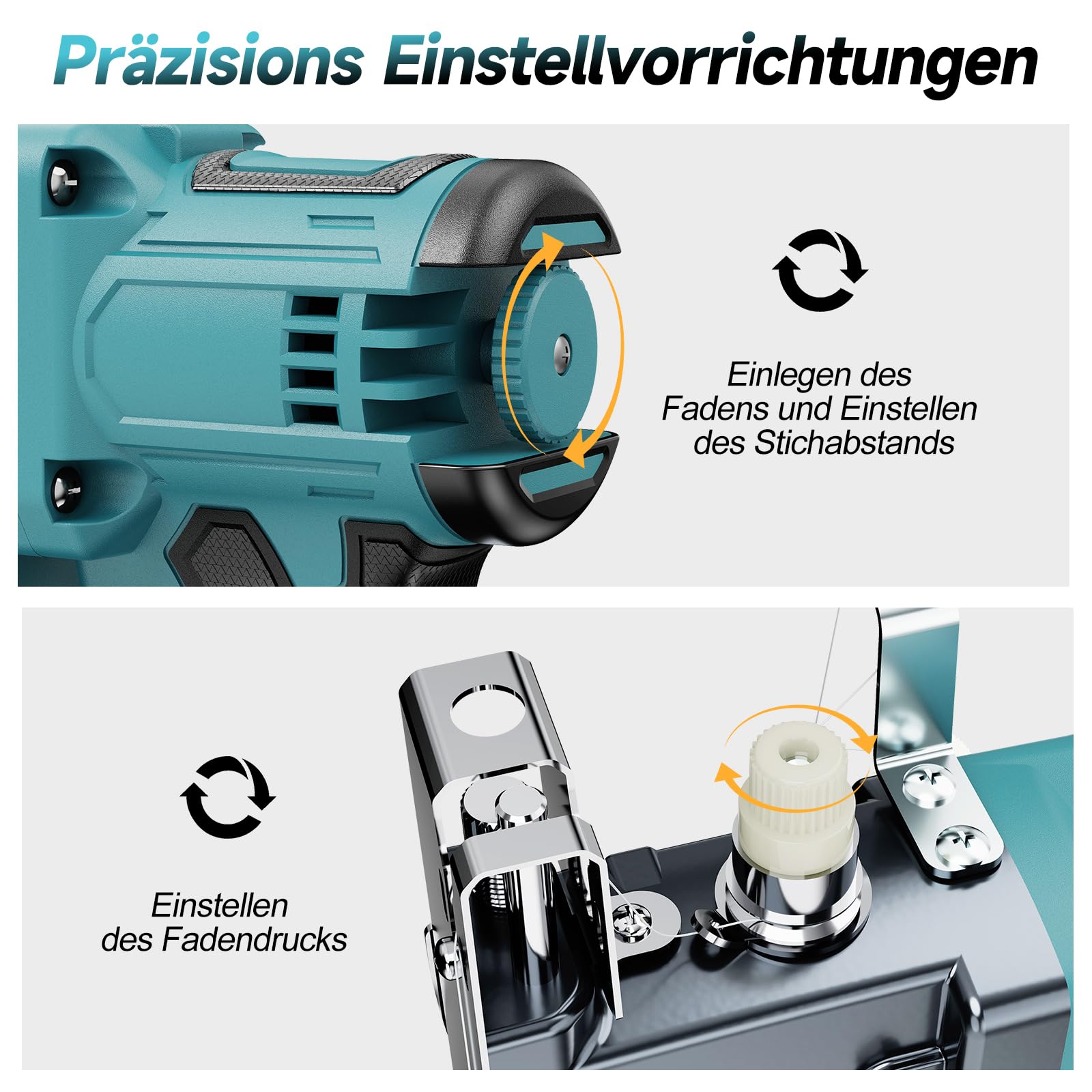 Yofuly Elektrische Sacknähmaschine Kompatibel mit Makita 18V Akku, Tragbare Nähmaschine mit 2 * 4.0Ah Akku, Nähstärke 0.1–10mm mit Automatischem, Handnähmaschine für Sandsack,Gewebesack,Getreidesack