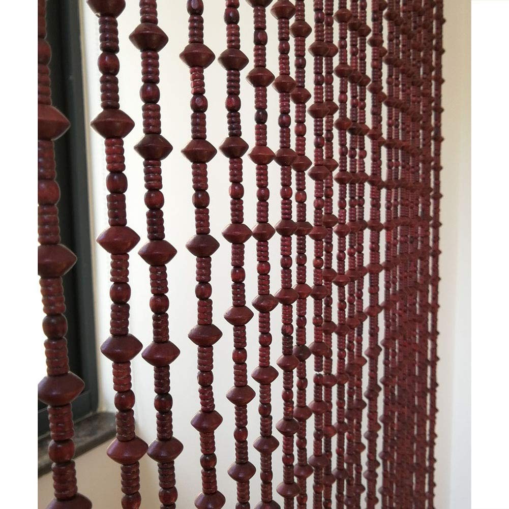 Rideau en perles de bois pour séparateur de pièce et décoration d'intérieur bohème
