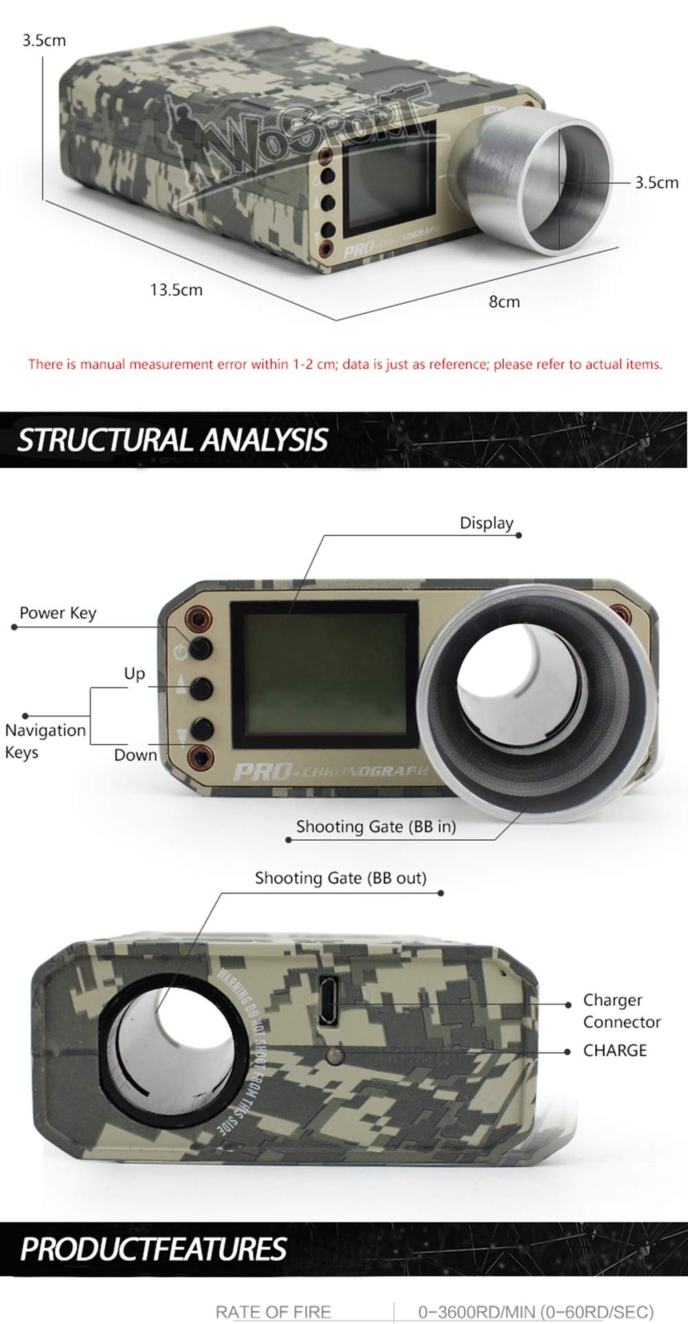 Taktische X3400 Airsoft Schießen Speed Tester für BB Ball/Paintball