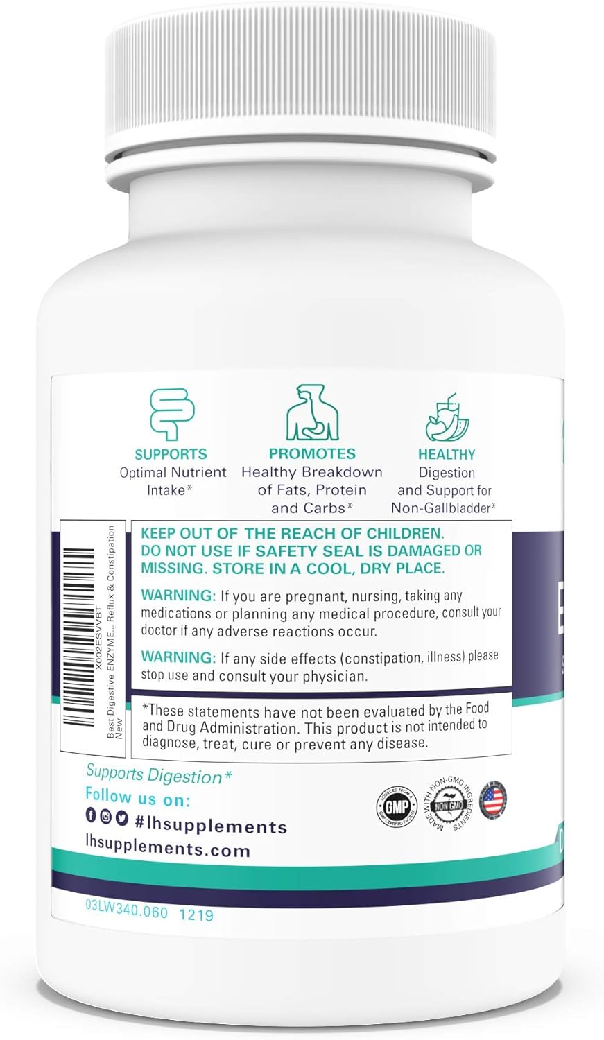 Buy DIGESTIVE ENZYMES SUPPLEMENT Includes Purified Ox Bile Salts